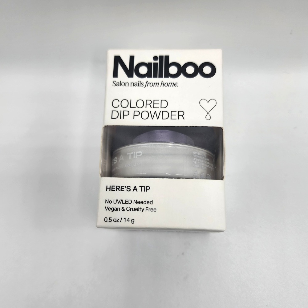 Nailboo Colored Dip Powder Here's A Tip White Cruelty Free Vegan 0.5oz/14gm NEW
